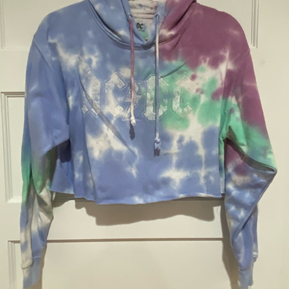AC/DC Tie-Dye Cropped Hoodie